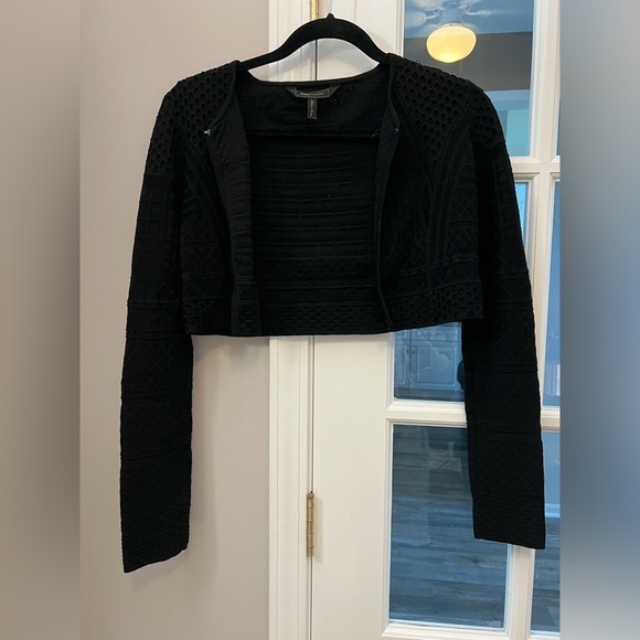 BCBGMaxAzria Sweaters - BCBG Maxazria Staci textured black long sleeved cropped cardigan shrug  XXS EUC